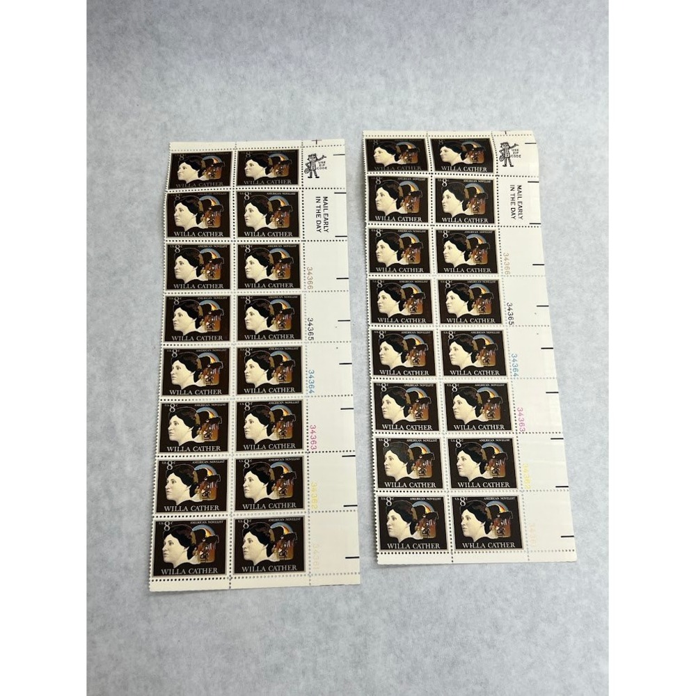Vintage Willa Cather 8c USPS Postage Stamps American Novelist 2 Sheets of 16